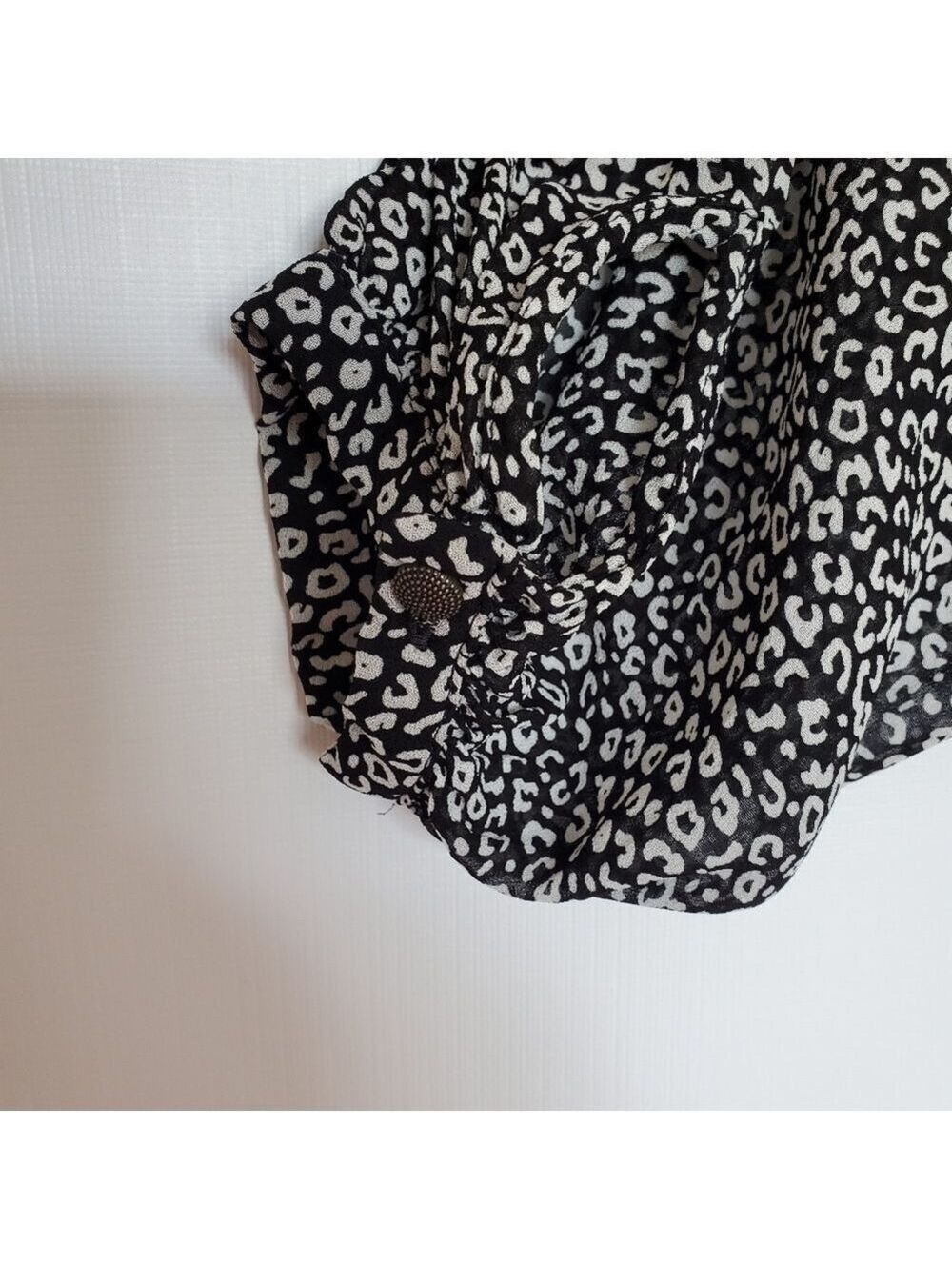 ANTHROPOLOGIE MAEVE 'CAROLYN' DRESS MINI LEOPARD PRINT BLK WHT WOMENS (XS) - Picture 13 of 15